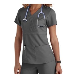 Gray scrub top